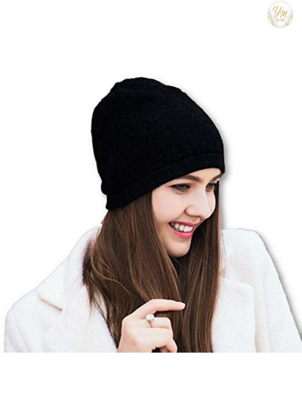 100% Cashmere Women's Slouchy Beanie Hat Gift Box Lightweight